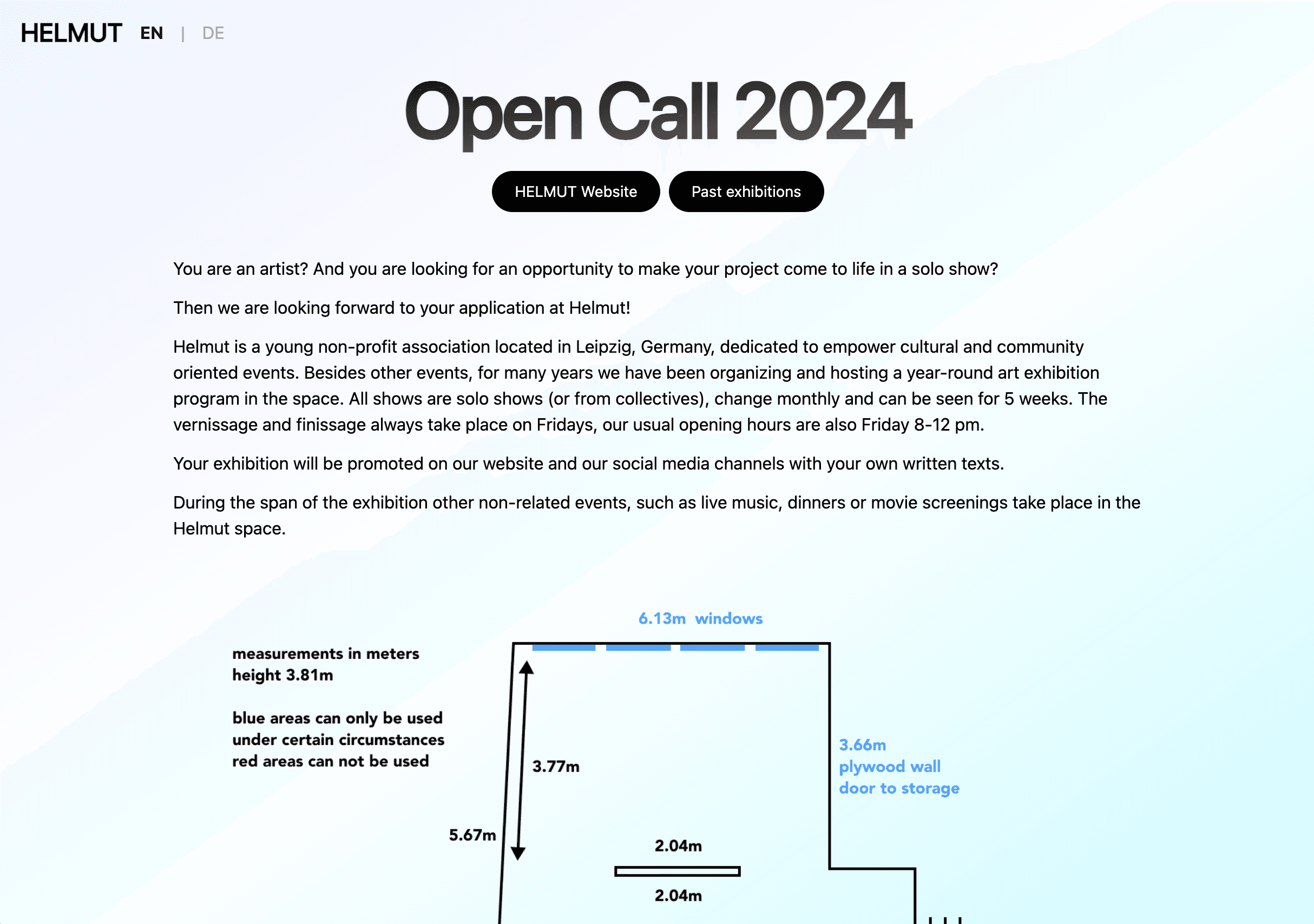 HELMUT Open Call Landing Page
